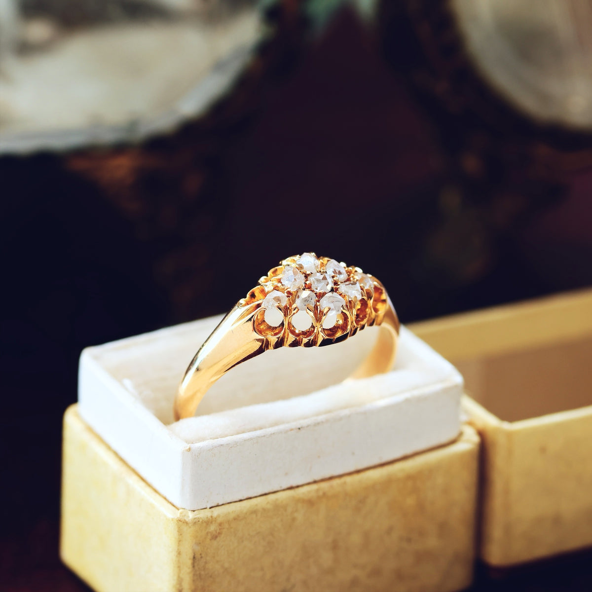 Antique Date 1885 Rose Cut Diamond Engagement Ring