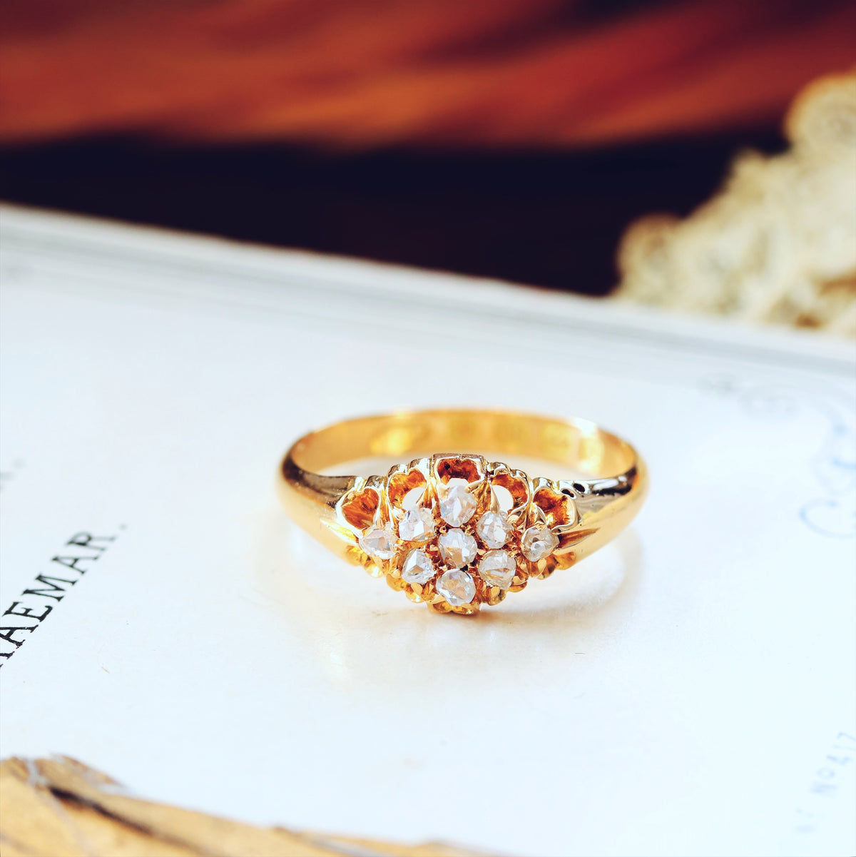Antique Date 1885 Rose Cut Diamond Engagement Ring