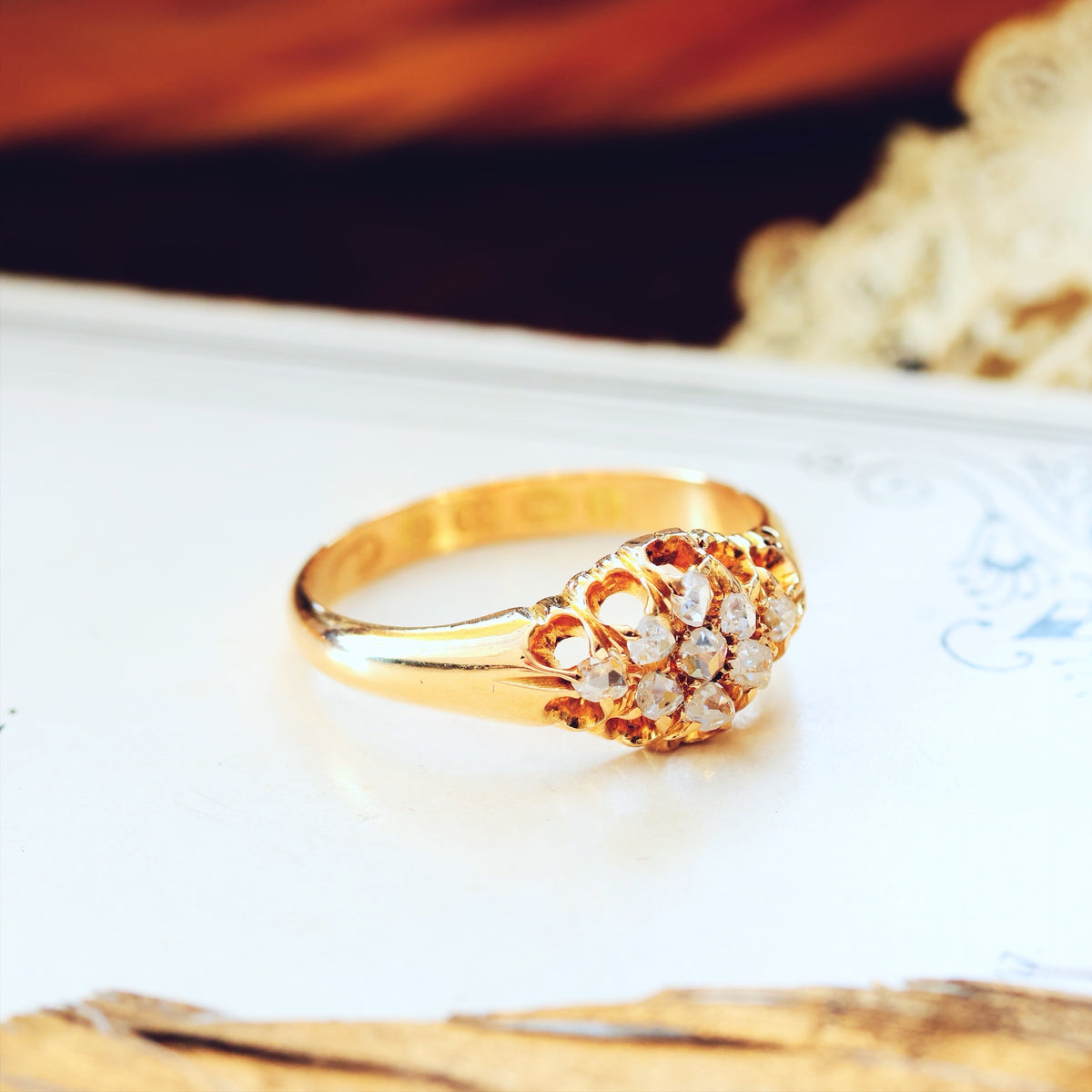 Antique Date 1885 Rose Cut Diamond Engagement Ring