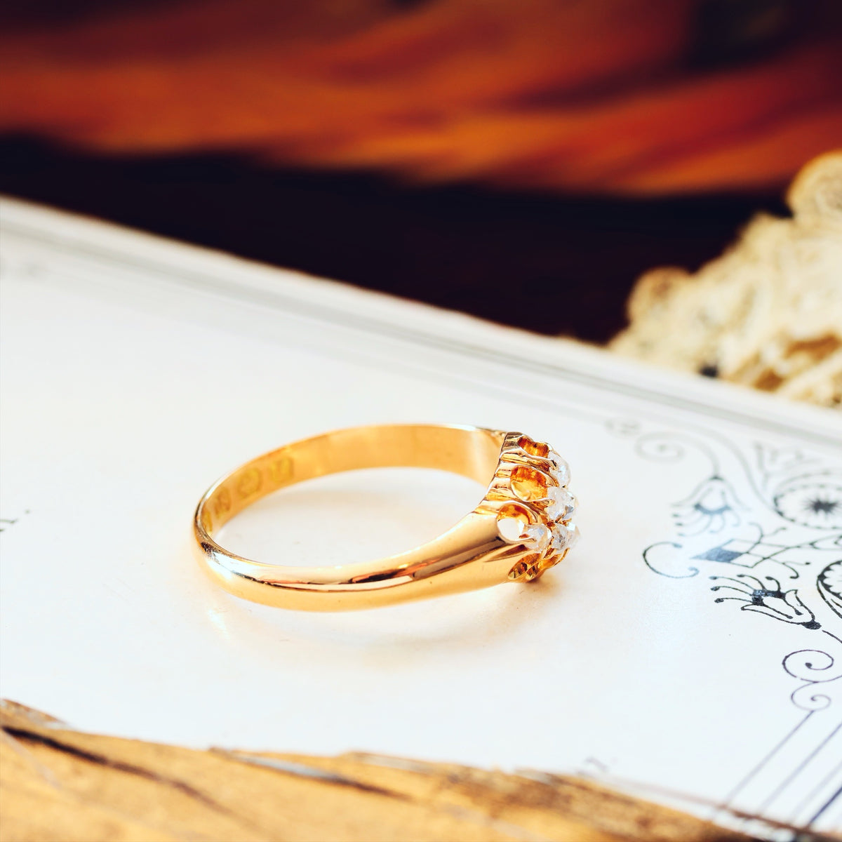 Antique Date 1885 Rose Cut Diamond Engagement Ring