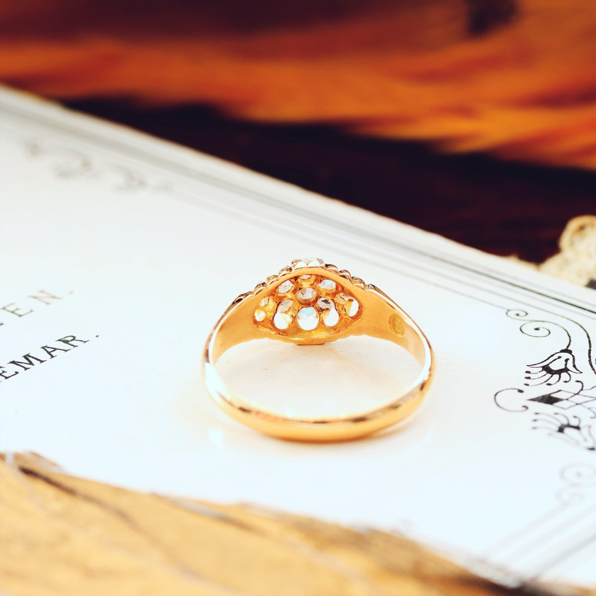 Antique Date 1885 Rose Cut Diamond Engagement Ring