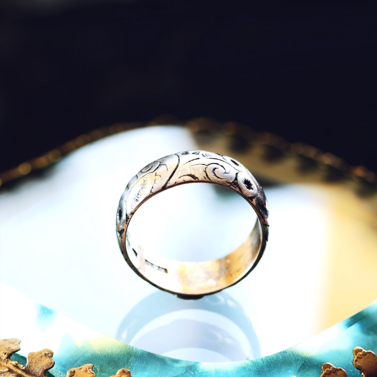 Antique Date 1887 Size 'Q' Silver Wedding Ring