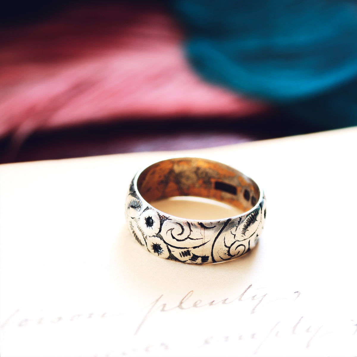 Antique Date 1887 Size 'Q' Silver Wedding Ring