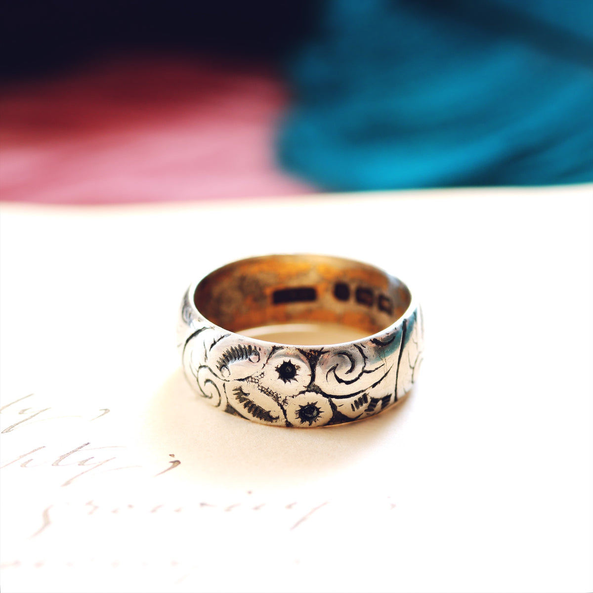 Antique Date 1887 Size 'Q' Silver Wedding Ring