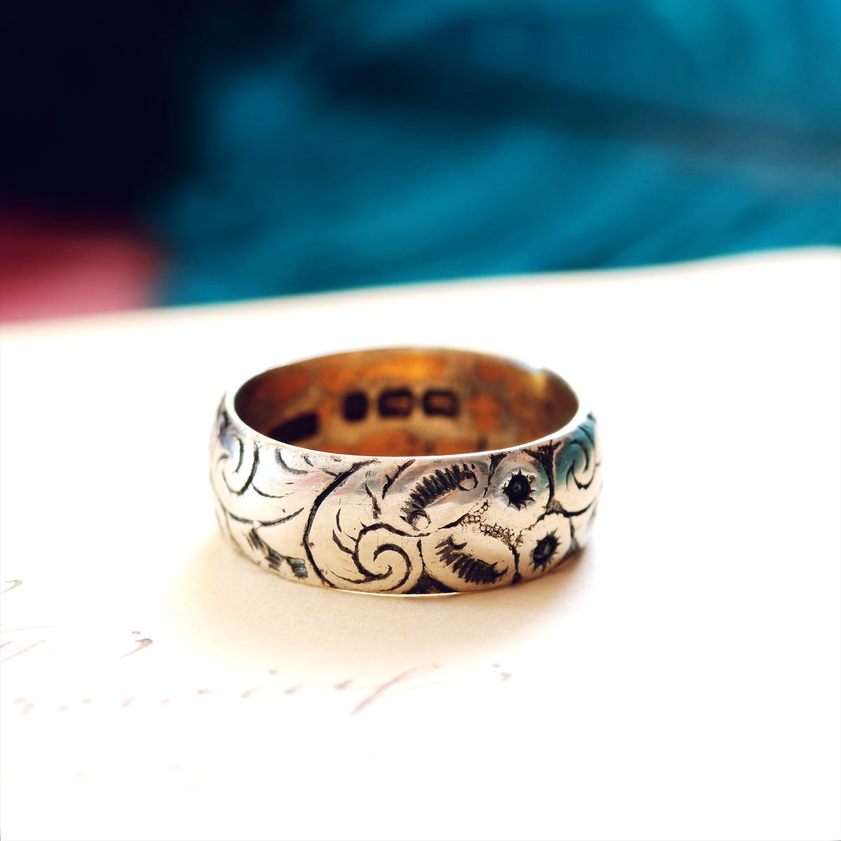 Antique Date 1887 Size 'Q' Silver Wedding Ring