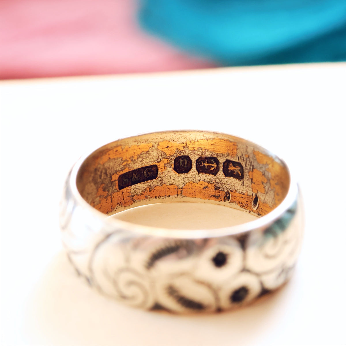 Antique Date 1887 Size 'Q' Silver Wedding Ring