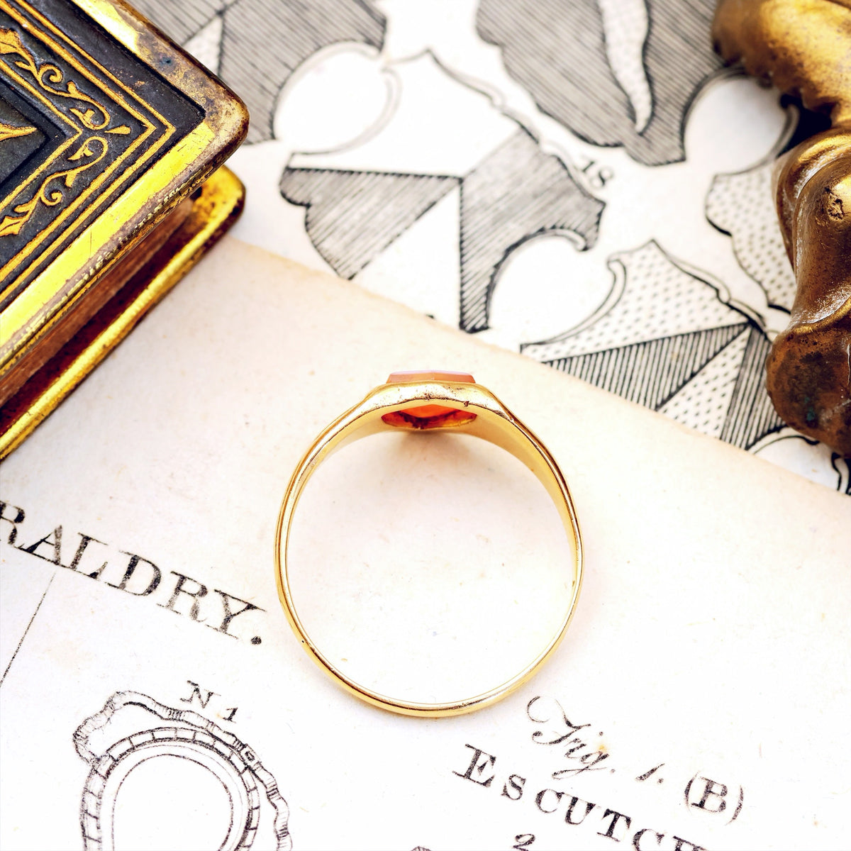 Date 1890 18ct Gold Shield Sardonyx Signet Ring