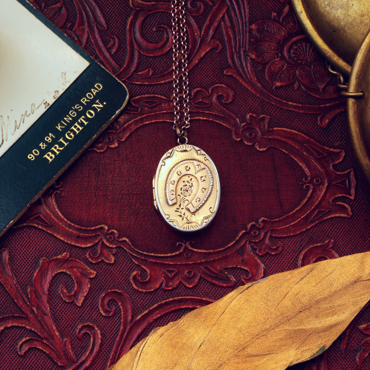 Antique Date 1890 Silver Gilt Lucky Horseshoe Locket