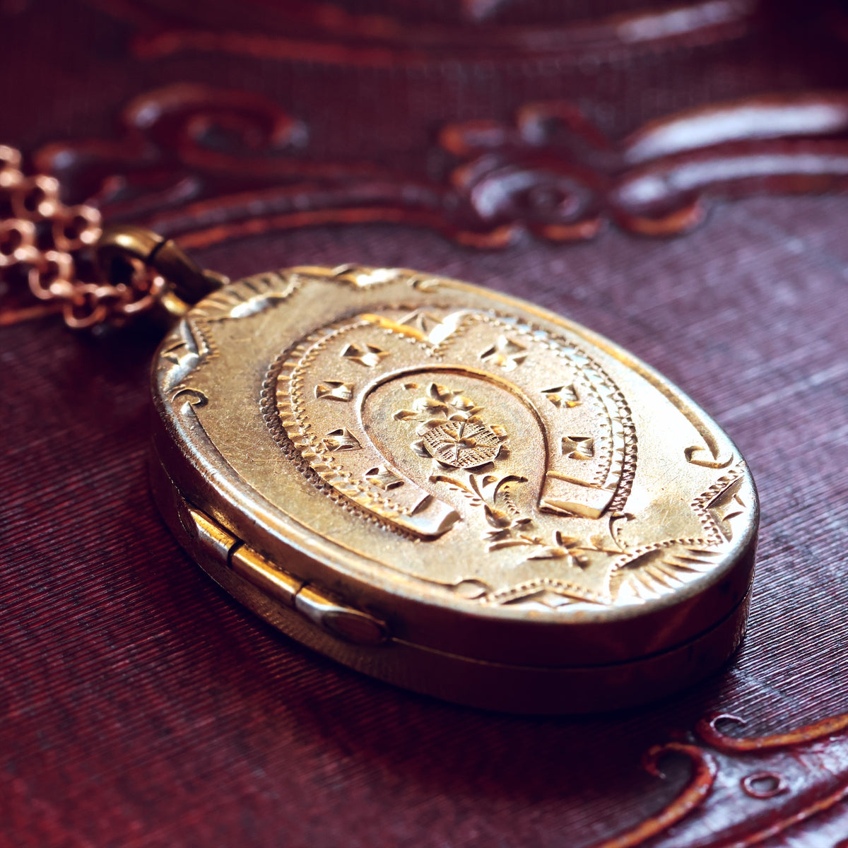 Antique Date 1890 Silver Gilt Lucky Horseshoe Locket