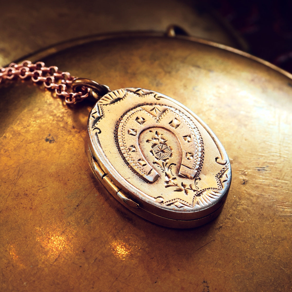 Antique Date 1890 Silver Gilt Lucky Horseshoe Locket