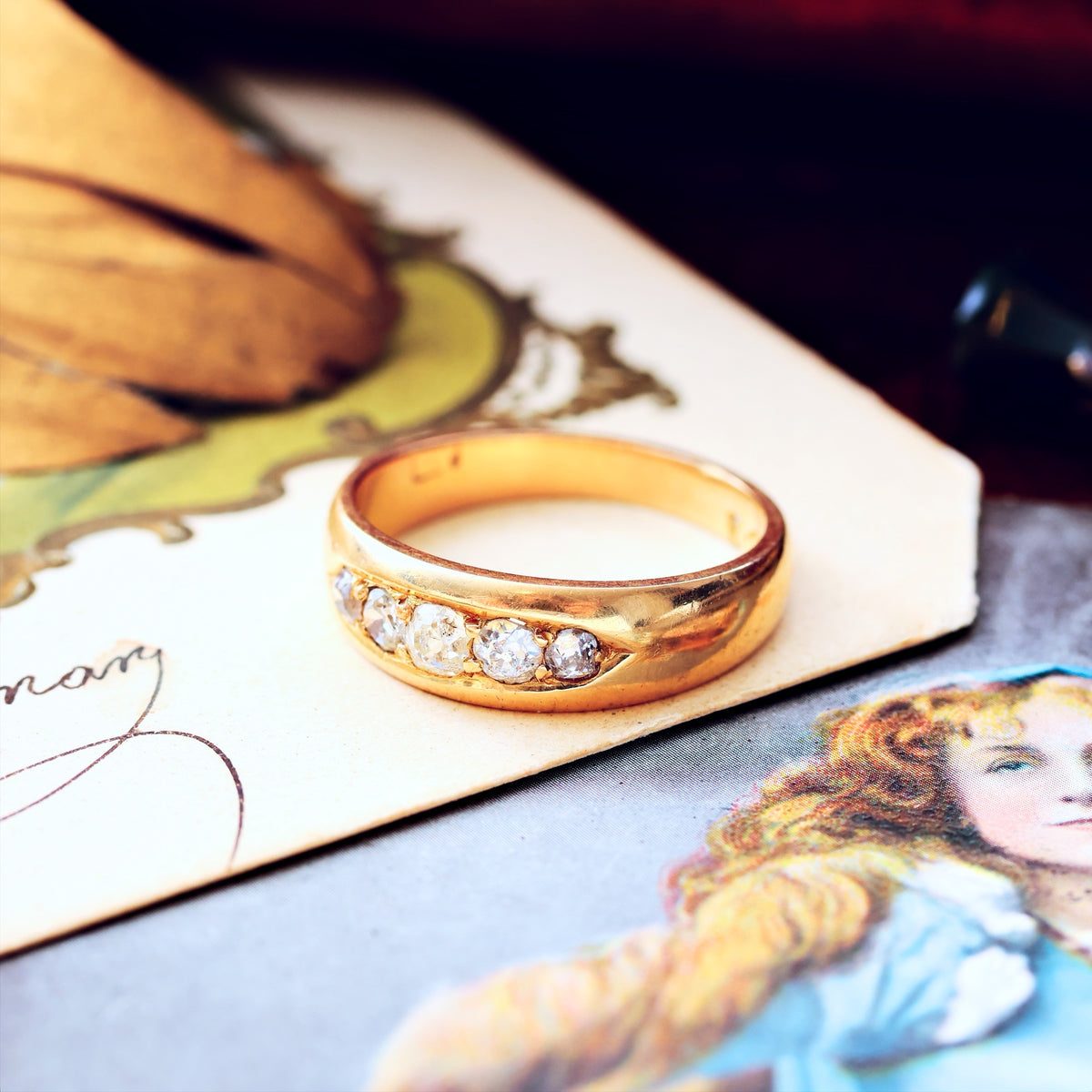 Date 1892 Old Cut Diamond Wedding Band