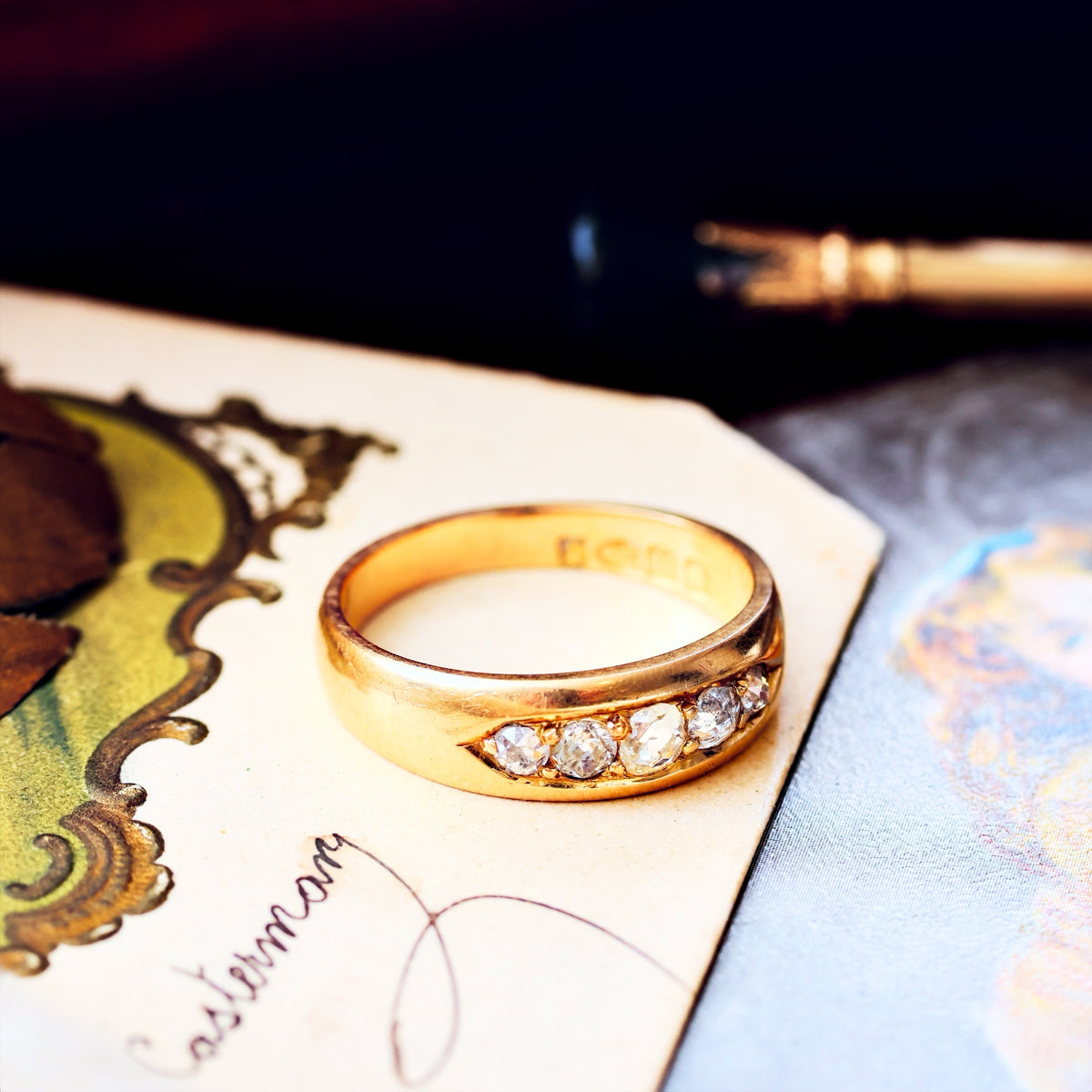 Date 1892 Old Cut Diamond Wedding Band