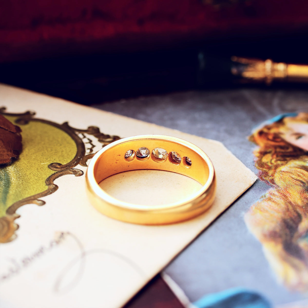 Date 1892 Old Cut Diamond Wedding Band