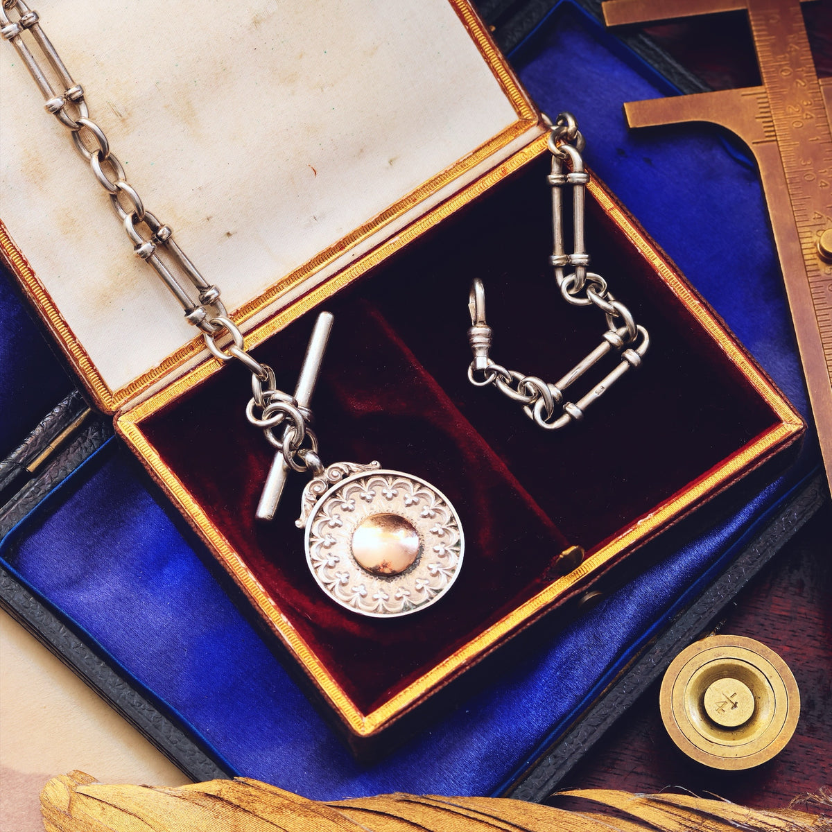 Fabulous Antique Date 1892 Silver 'Albert' Watch Chain
