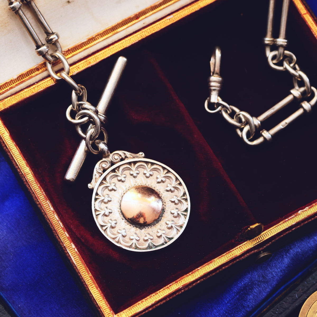 Fabulous Antique Date 1892 Silver 'Albert' Watch Chain