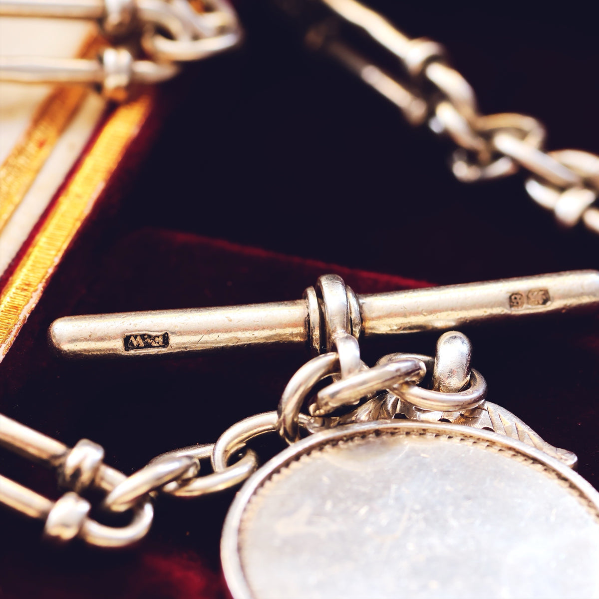 Fabulous Antique Date 1892 Silver 'Albert' Watch Chain