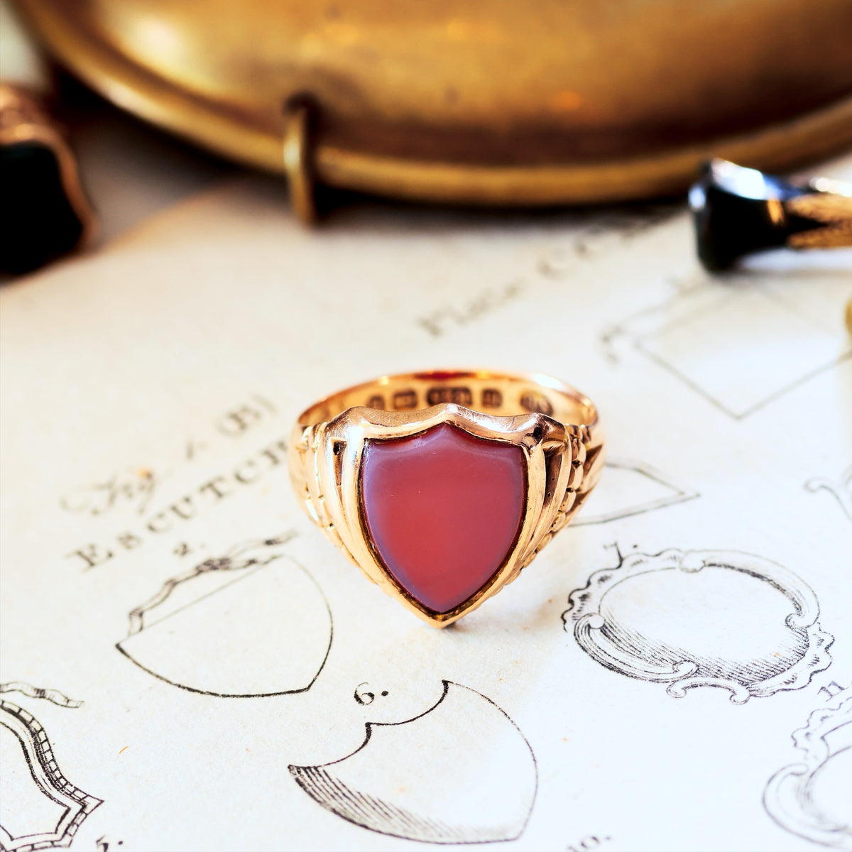 Date 1895 Shield Shaped Sardonyx Signet Ring
