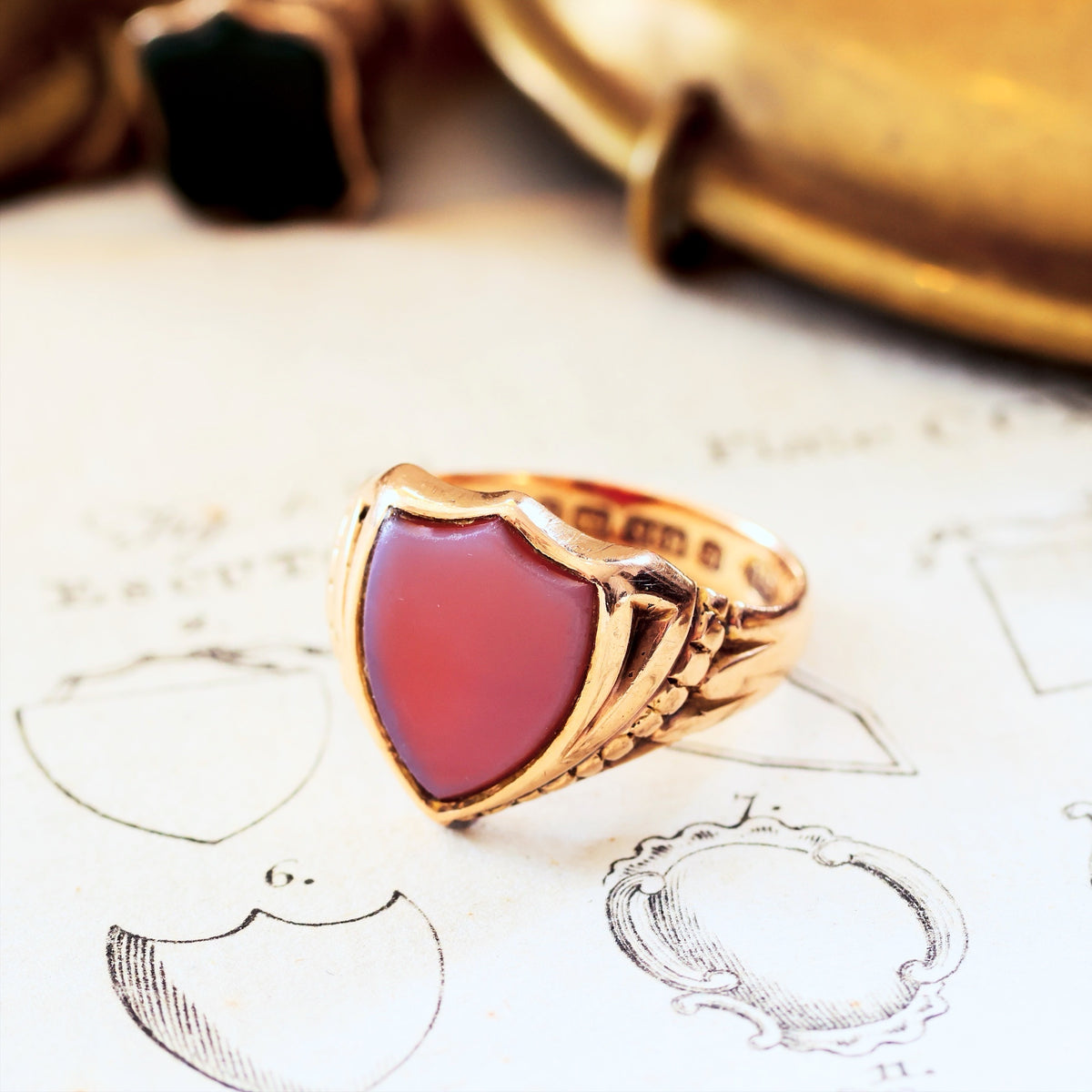 Date 1895 Shield Shaped Sardonyx Signet Ring