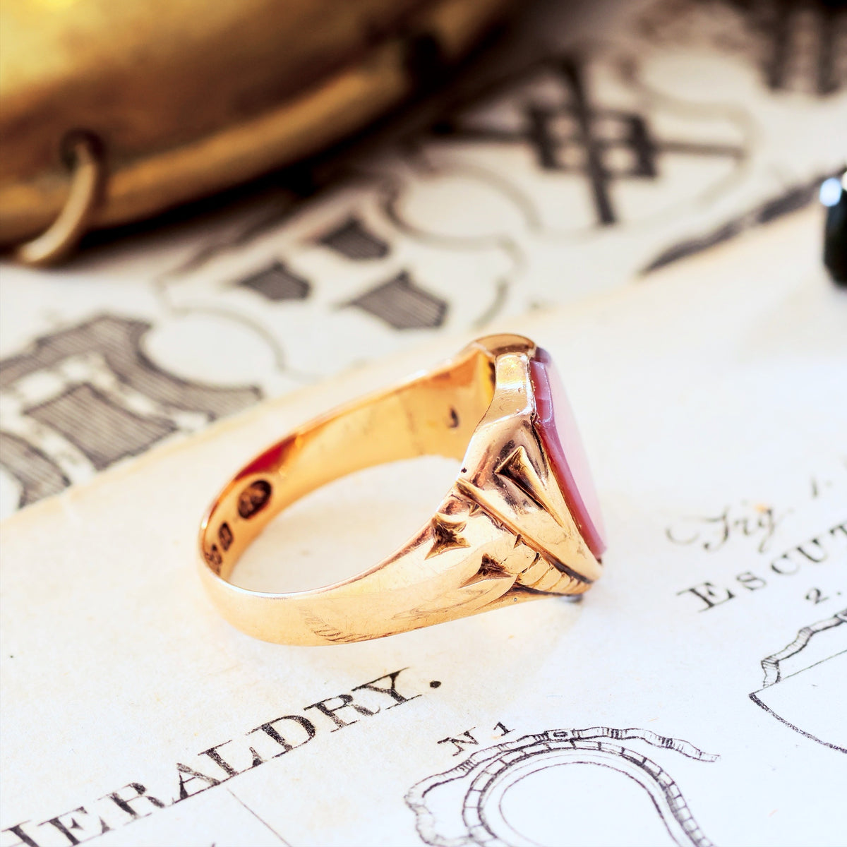Date 1895 Shield Shaped Sardonyx Signet Ring