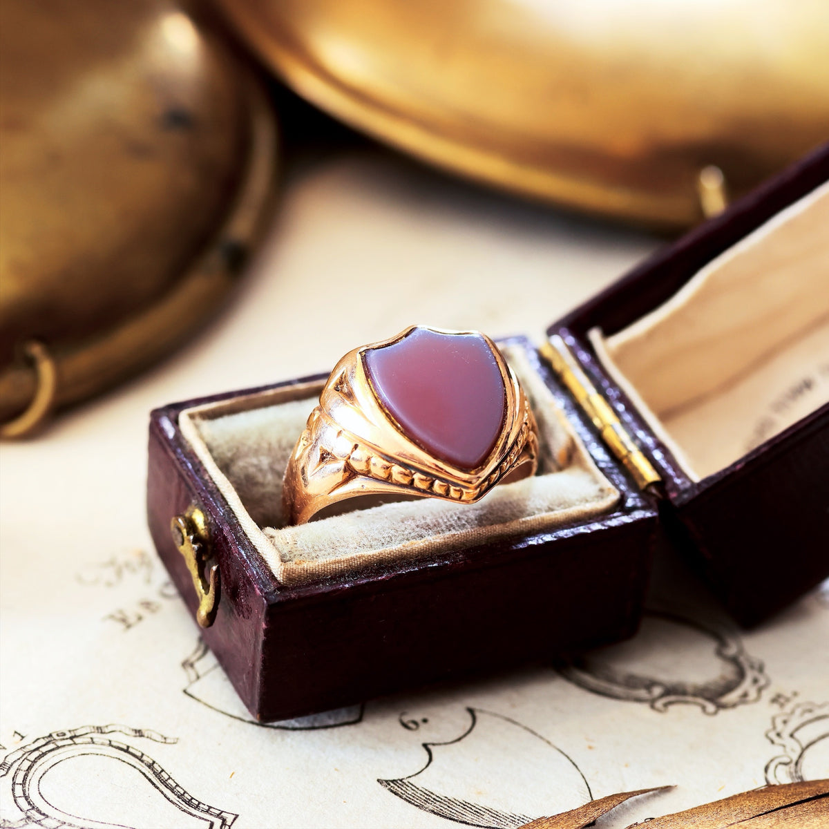 Date 1895 Shield Shaped Sardonyx Signet Ring
