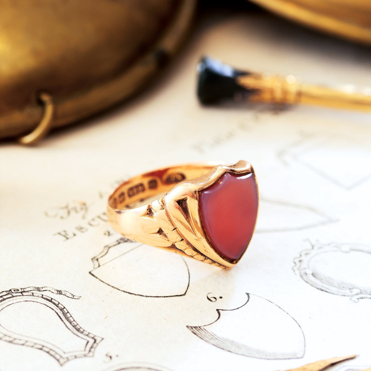 Date 1895 Shield Shaped Sardonyx Signet Ring