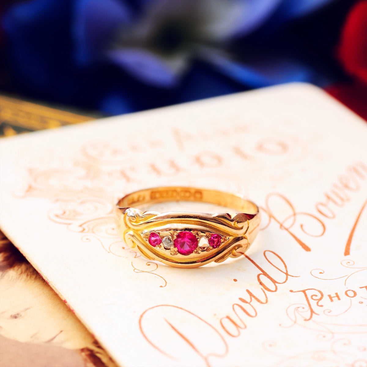 Antique Date 1896 Ruby & Diamond Ring