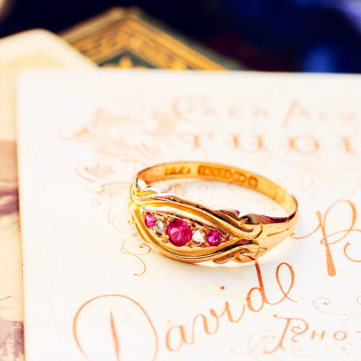 Antique Date 1896 Ruby & Diamond Ring