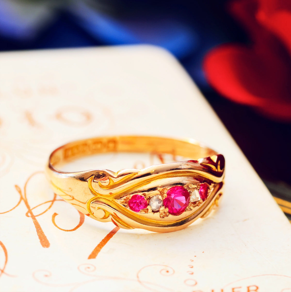 Antique Date 1896 Ruby & Diamond Ring