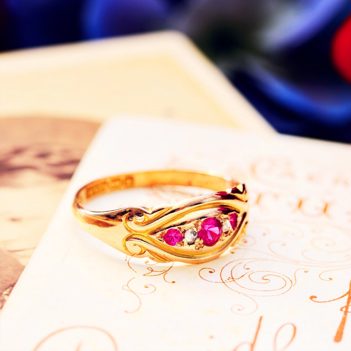 Antique Date 1896 Ruby & Diamond Ring