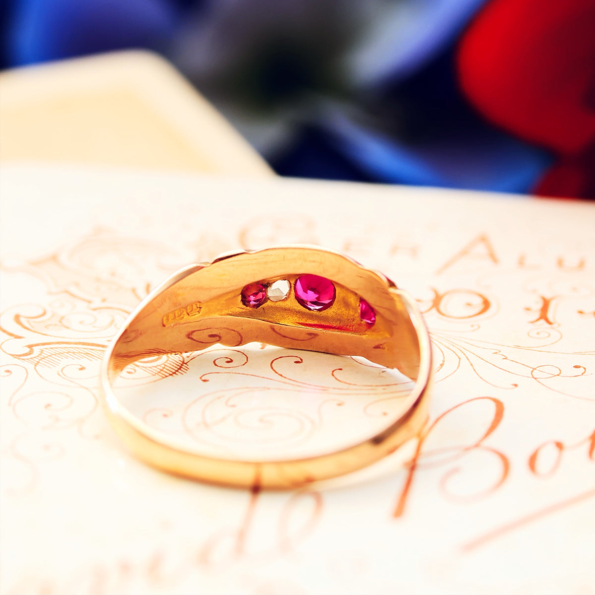 Antique Date 1896 Ruby & Diamond Ring