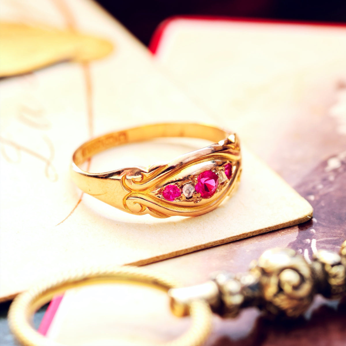 Antique Date 1896 Ruby & Diamond Ring