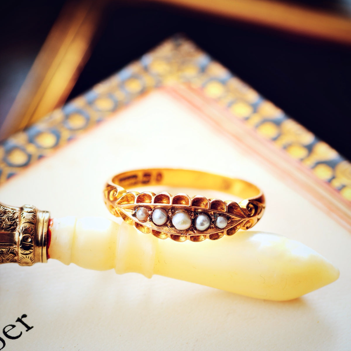 Antique Romance! Date 1898 Wild Pearl Ring