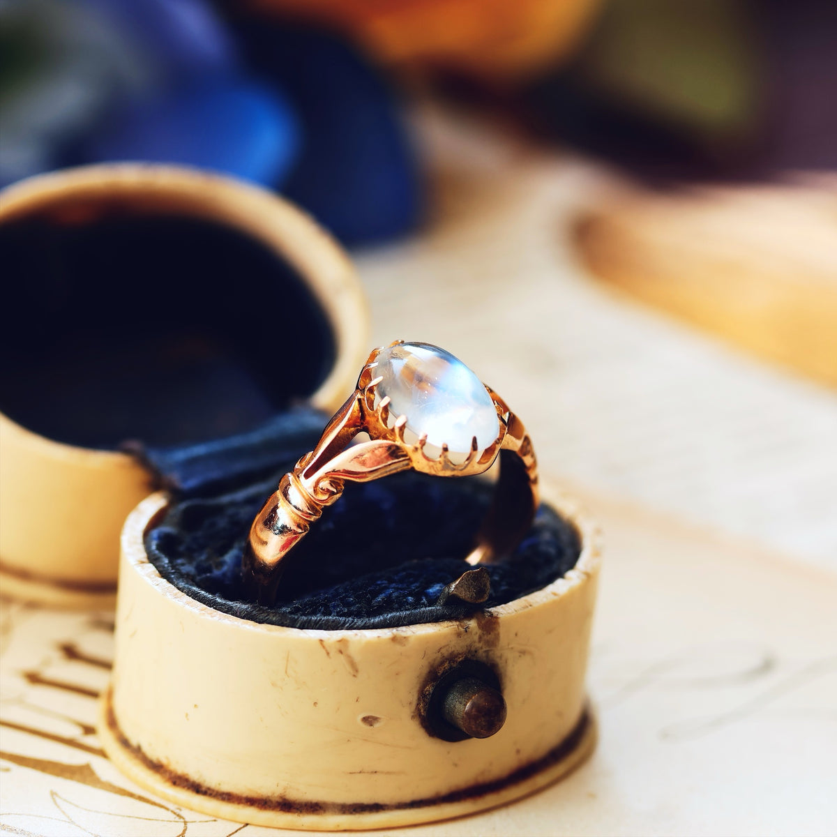 Magical Antique Date 1899 Blue Moonstone Ring