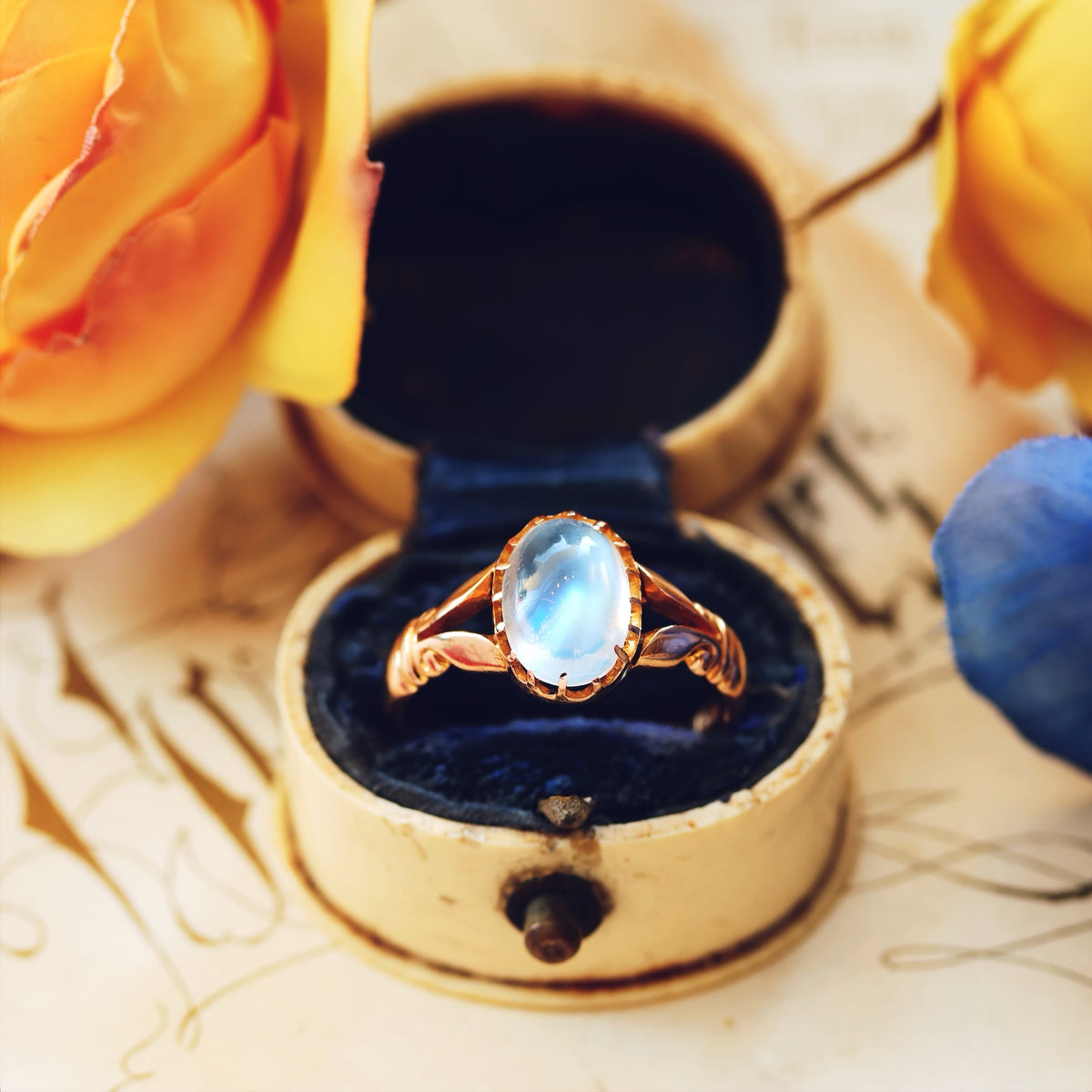 Magical Antique Date 1899 Blue Moonstone Ring