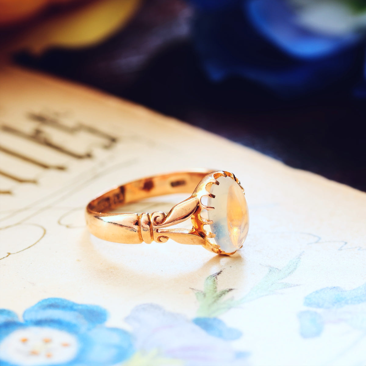 Magical Antique Date 1899 Blue Moonstone Ring
