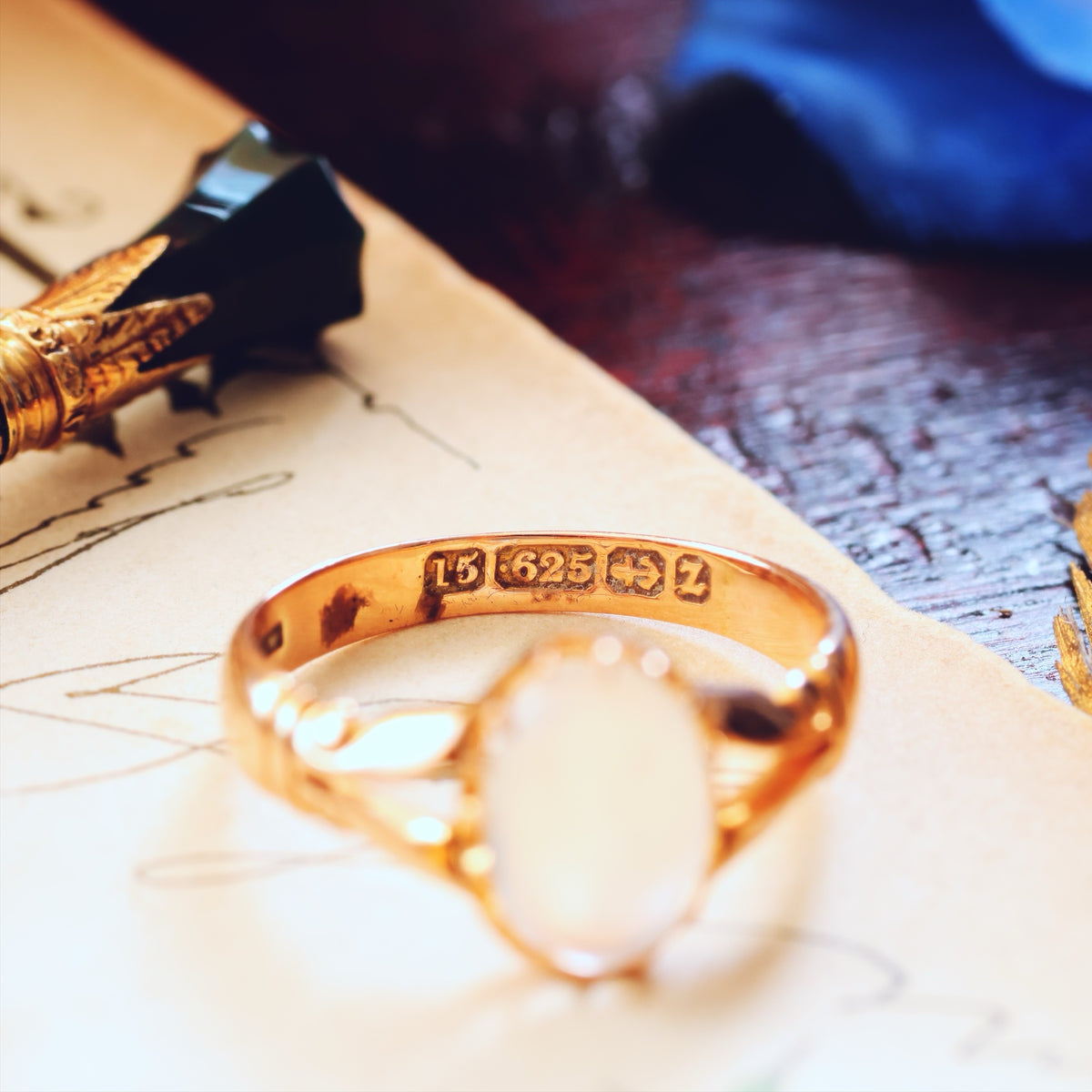 Magical Antique Date 1899 Blue Moonstone Ring