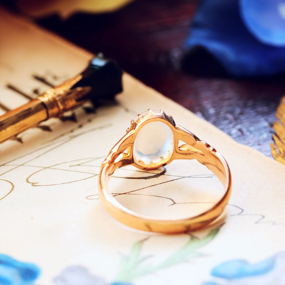 Magical Antique Date 1899 Blue Moonstone Ring
