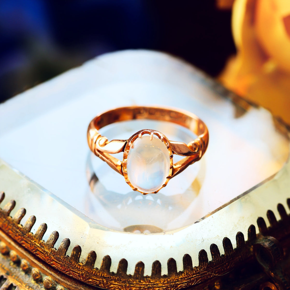 Magical Antique Date 1899 Blue Moonstone Ring