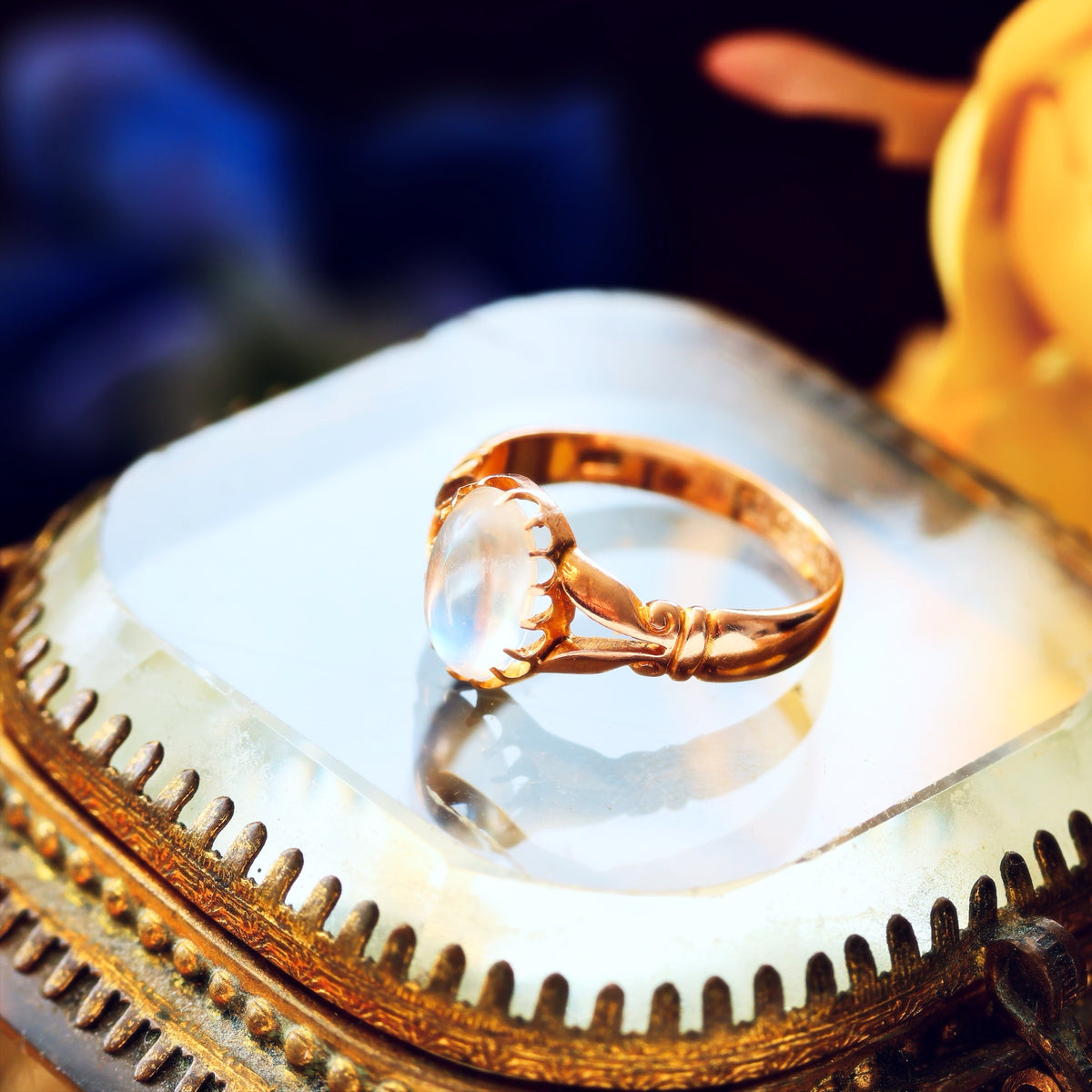 Magical Antique Date 1899 Blue Moonstone Ring