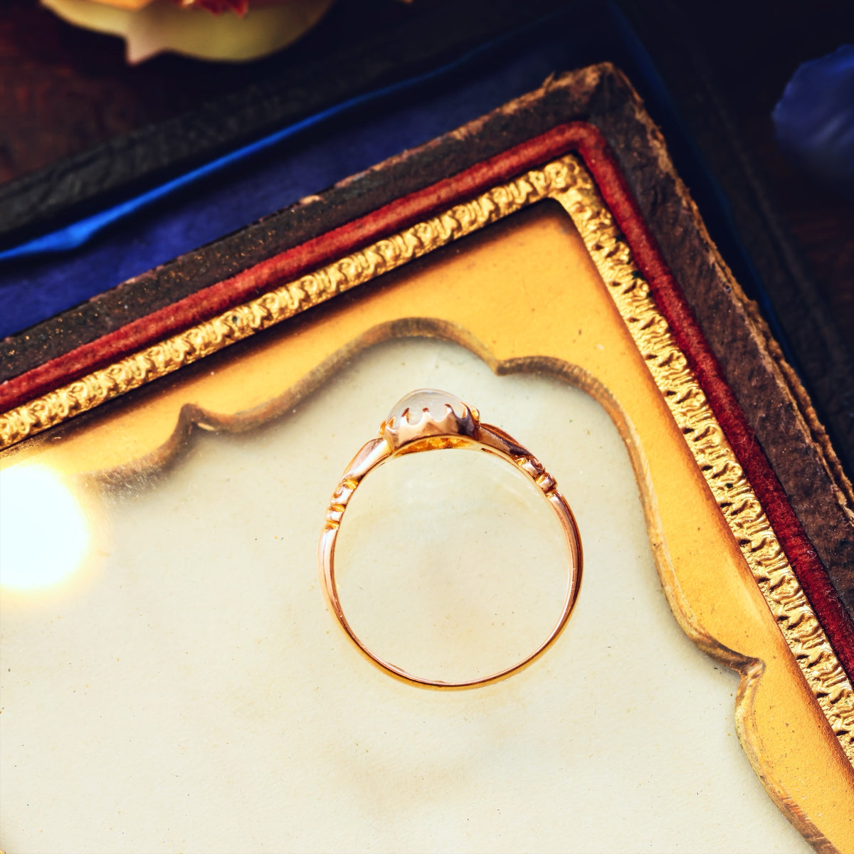 Magical Antique Date 1899 Blue Moonstone Ring