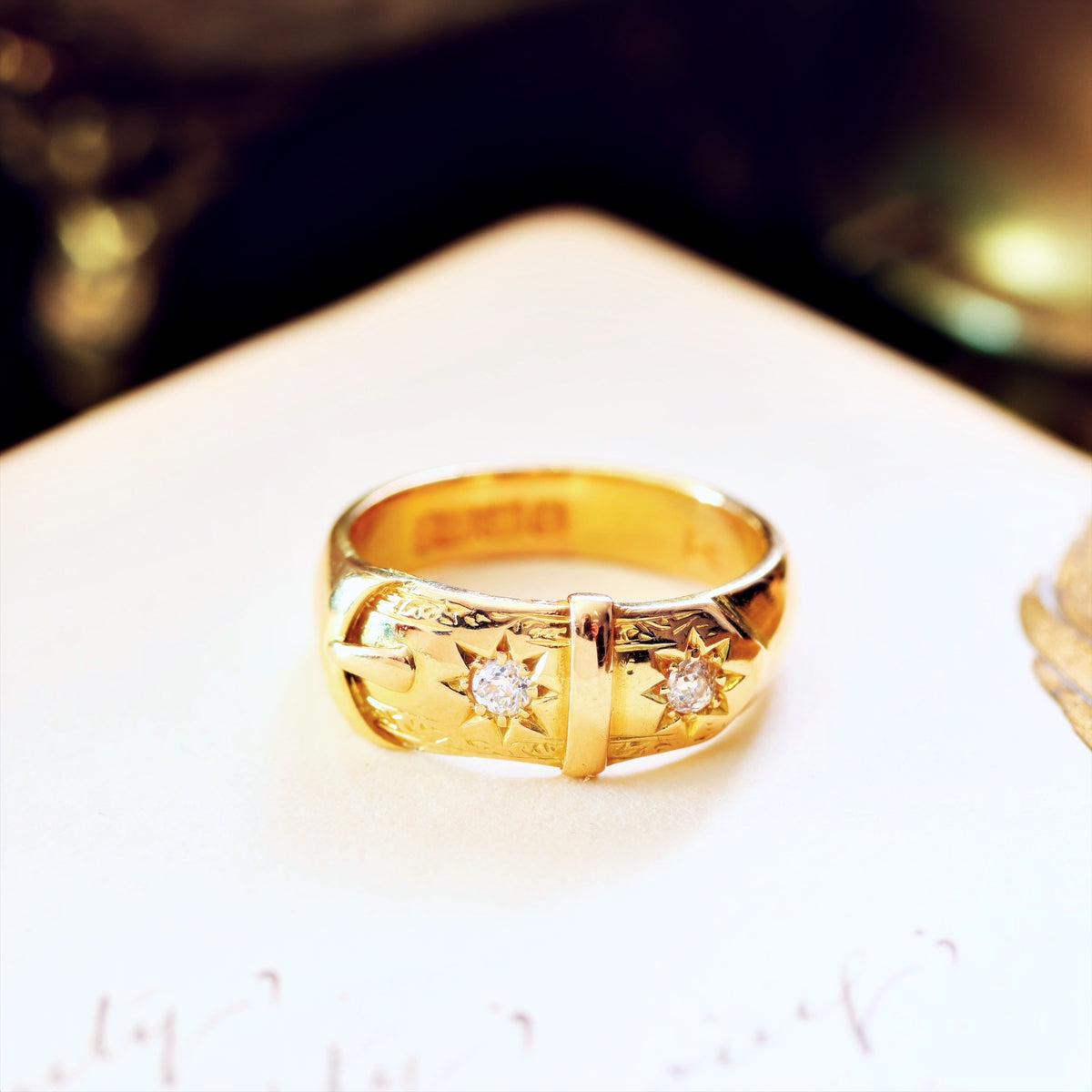 Antique Date 1899 Diamond 'Fidelity' Buckle Wedding Ring