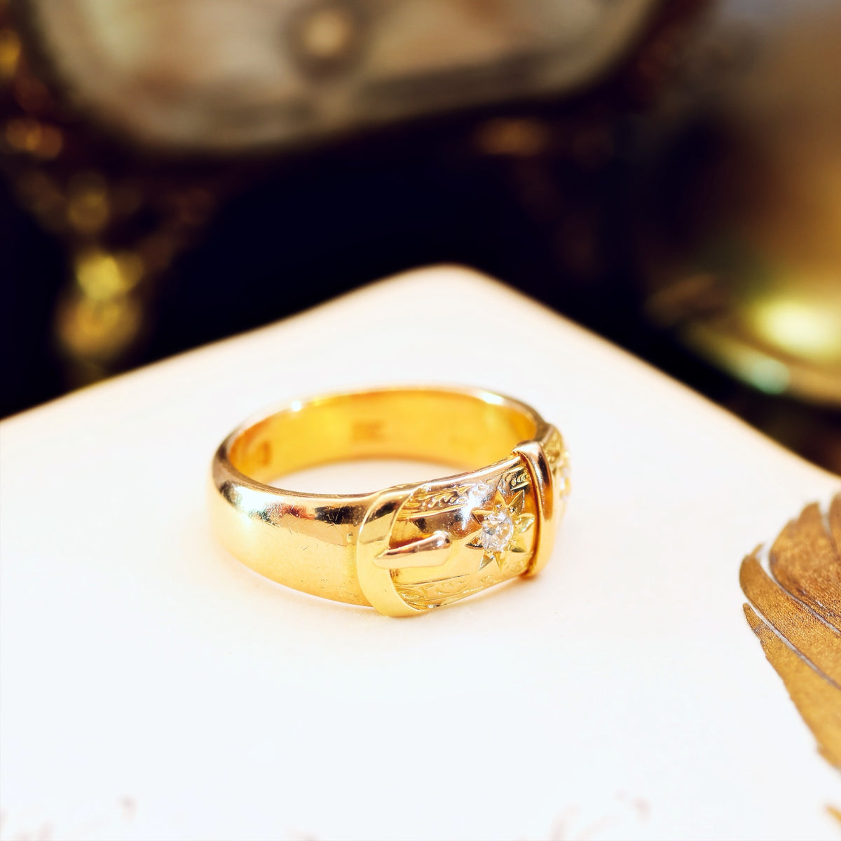 Antique Date 1899 Diamond 'Fidelity' Buckle Wedding Ring