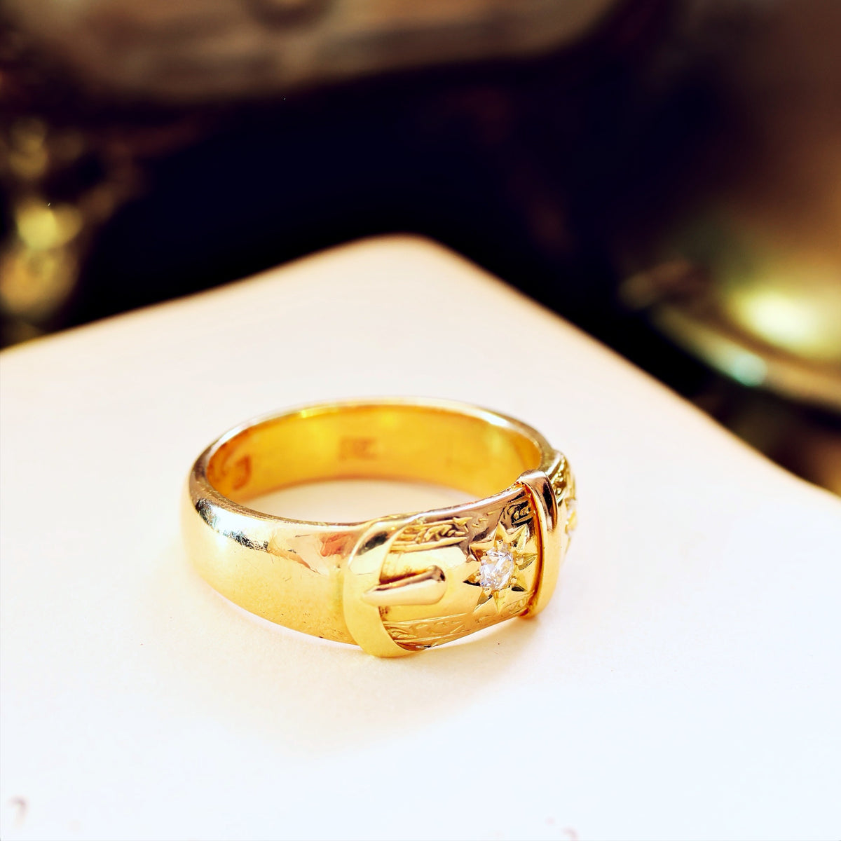 Antique Date 1899 Diamond 'Fidelity' Buckle Wedding Ring