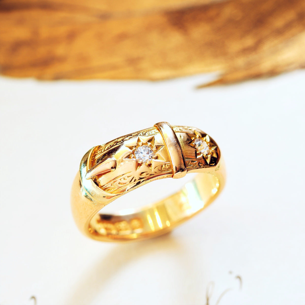 Antique Date 1899 Diamond 'Fidelity' Buckle Wedding Ring