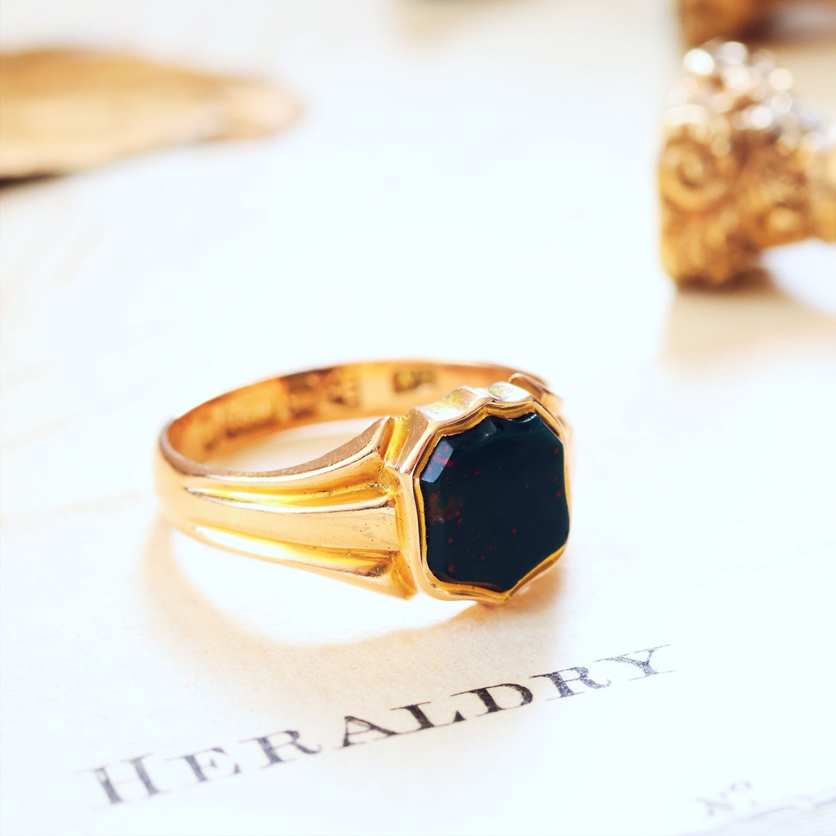 Antique Date 1899 Size P Bloodstone Signet Ring