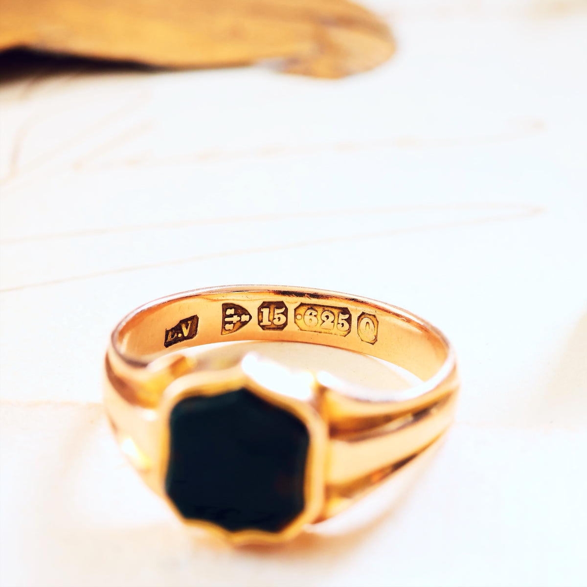 Antique Date 1899 Size P Bloodstone Signet Ring