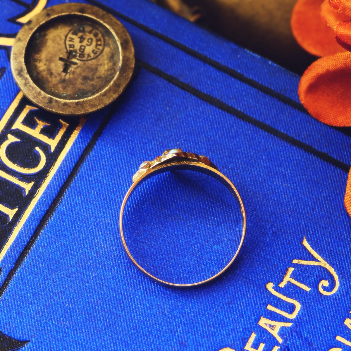 Antique Date 1900 Coral & Wild Pearl Ring