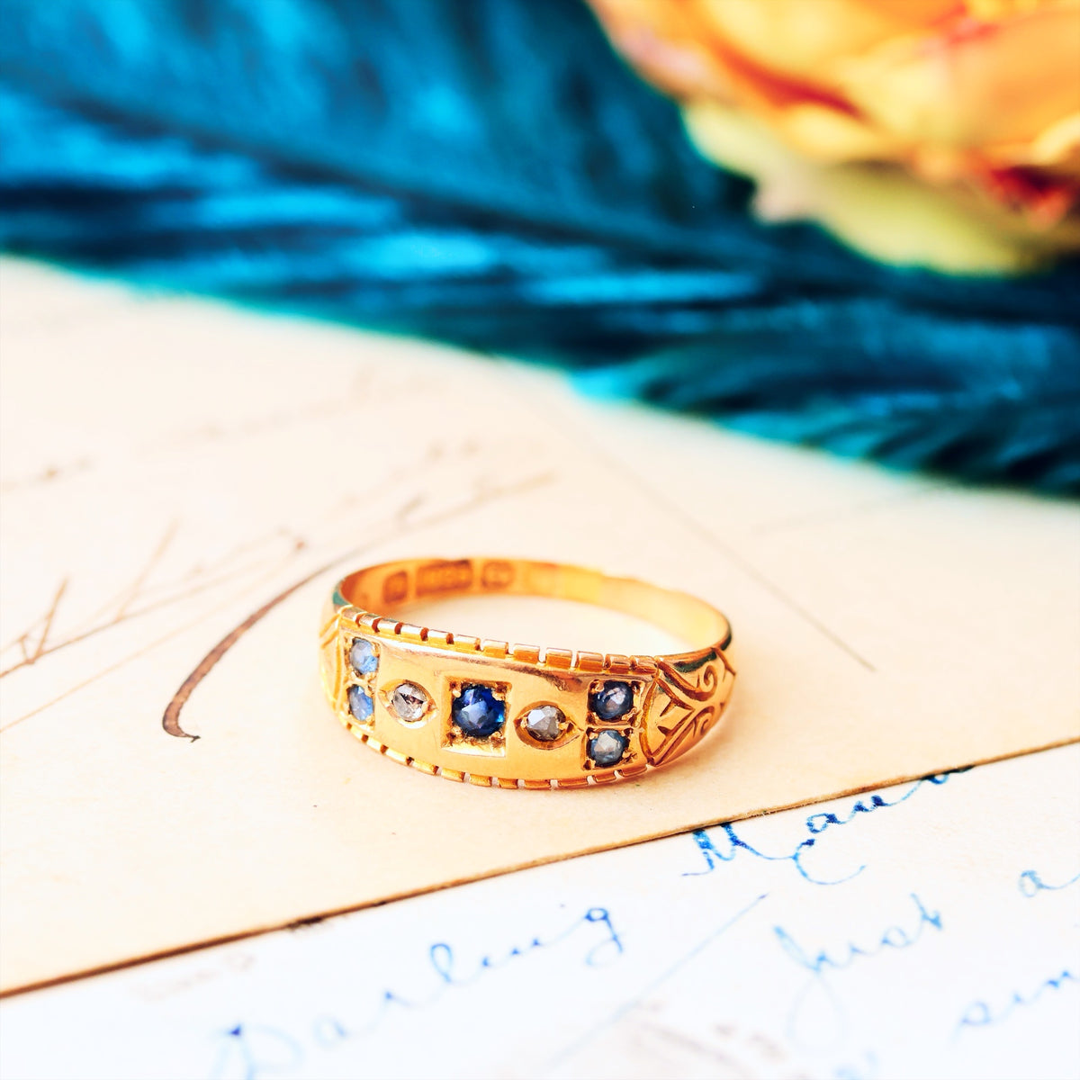 Sweet Date 1900 Sapphire & Diamond Gypsy Ring