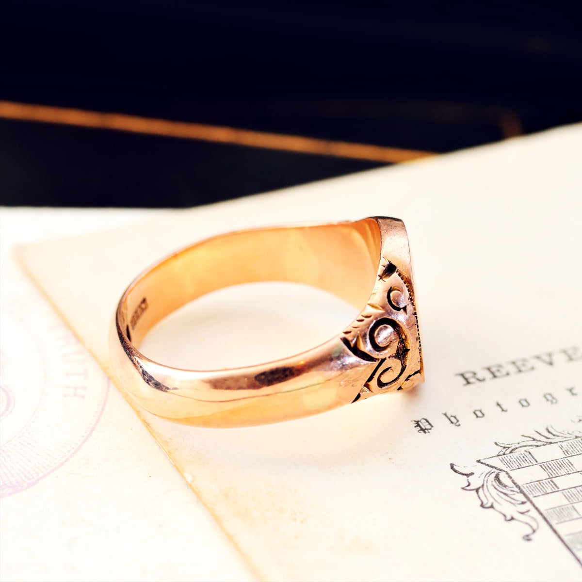 Fine Date 1901 9ct Rose Gold Men's Signet Ring