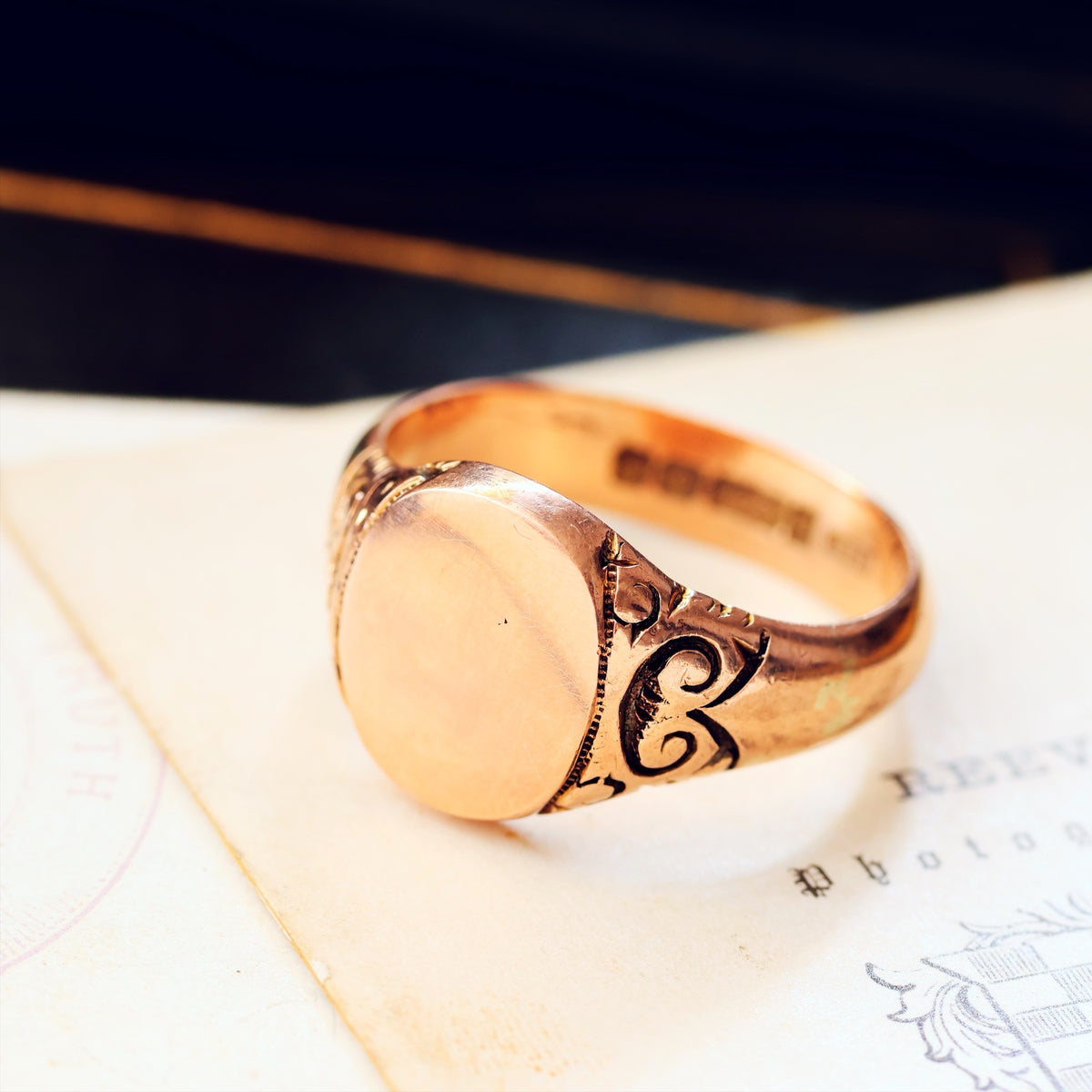 Date 1901 9ct Rose Gold Men's Signet Ring